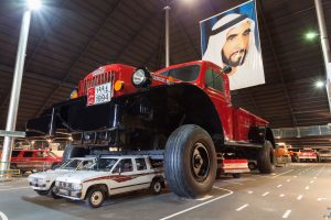 Garage with worlds biggest jeep