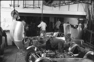 Black & White Image Of Lotus Garage